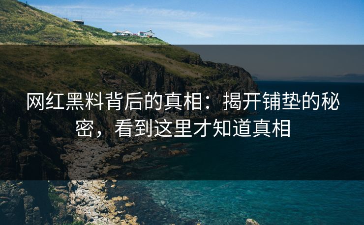 网红黑料背后的真相：揭开铺垫的秘密，看到这里才知道真相