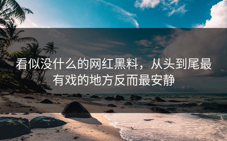 看似没什么的网红黑料，从头到尾最有戏的地方反而最安静