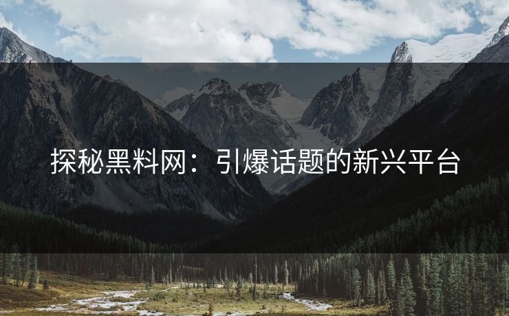 探秘黑料网：引爆话题的新兴平台