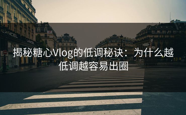 揭秘糖心Vlog的低调秘诀：为什么越低调越容易出圈
