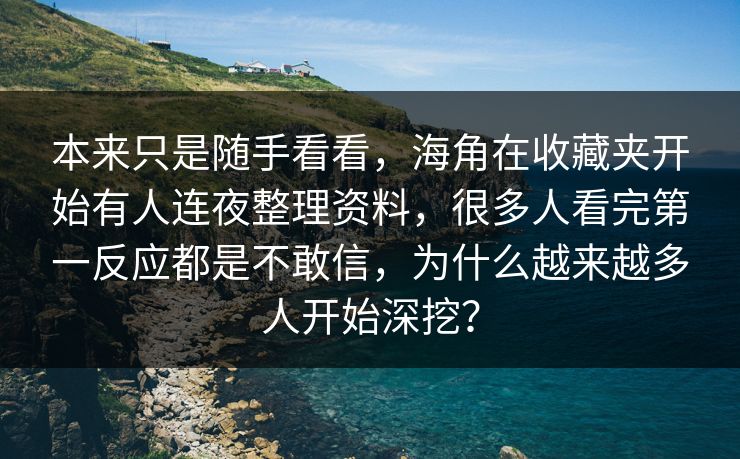 本来只是随手看看，海角在收藏夹开始有人连夜整理资料，很多人看完第一反应都是不敢信，为什么越来越多人开始深挖？