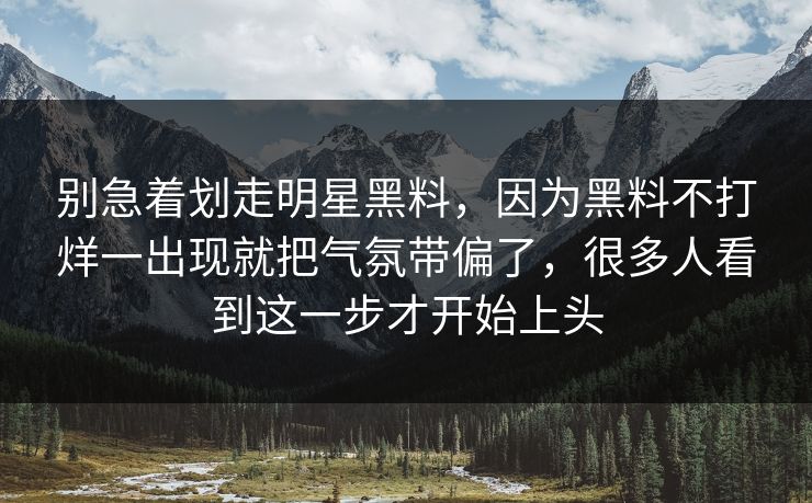 别急着划走明星黑料，因为黑料不打烊一出现就把气氛带偏了，很多人看到这一步才开始上头
