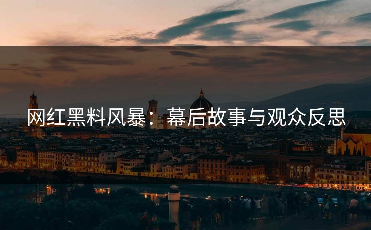 网红黑料风暴：幕后故事与观众反思