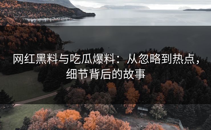 网红黑料与吃瓜爆料：从忽略到热点，细节背后的故事