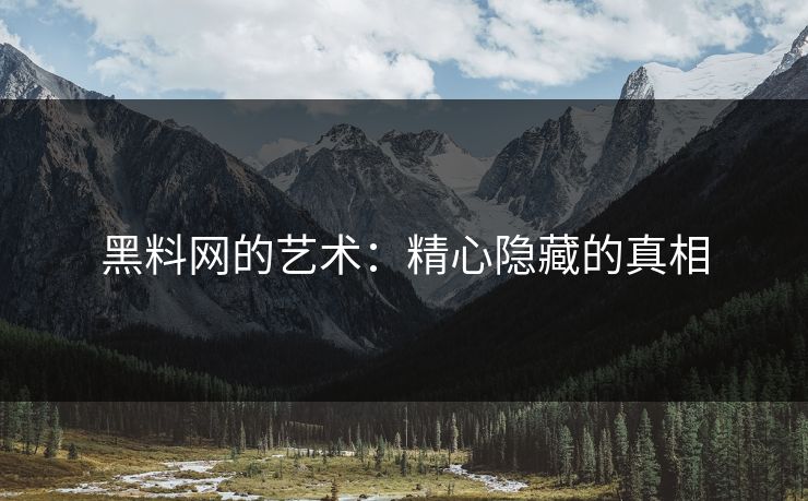 黑料网的艺术：精心隐藏的真相
