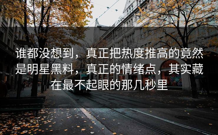 谁都没想到，真正把热度推高的竟然是明星黑料，真正的情绪点，其实藏在最不起眼的那几秒里